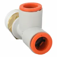 SMC Push-Fit Tee Fitting: 3/8 in Pipe x 3/8 in OD x 3/8 in OD x 3/8 in Pipe Size, White (MPN KQ2Y11-03AS)