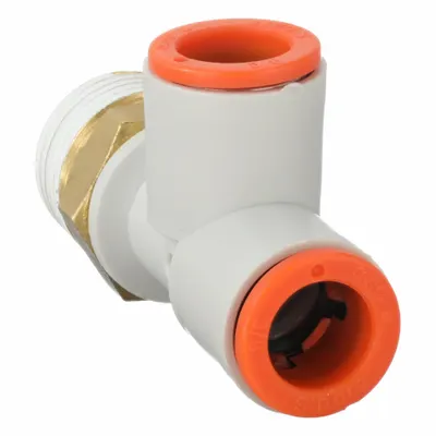 SMC KQ2Y11-03AS Polybutylene & Brass Tube Fitting, 3/8 in Pipe Size, White - Polybutylene & Brass Tube Fittings