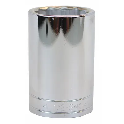 SK PROFESSIONAL TOOLS Socket: SAE, 1/2 in Drive Size, 1 1/2 in Socket Size, 12-Point, Deep - 1/2" Drive Hand Sockets
