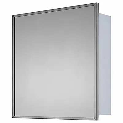 KETCHAM Medicine Cabinet: Square, Glass, 24 in Overall Ht, 24 in Overall Wd - Mirrored Medicine Cabinets