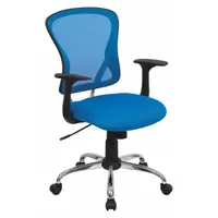 FLASH FURNITURE Office Chair: Alfred, Blue, Mesh Material, 19 1/2 in Back Ht, 19 3/4 in Seat Wd (MPN H-8369F-BL-GG)