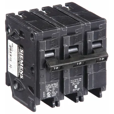 SIEMENS Q315 Miniature Circuit Breaker, 15A, 240V AC, 3-Pole, Standard Type - Q Series, Plug-In Siemens Miniature Circuit Breakers