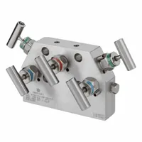 HAM-LET Five-Way Valve: Stainless Steel, 1/2" FNPT, Flange, 6,000 psi Pressure, PTFE, 1/4" FNPT (MPN M-53T-15-8NF-SS-T-T-P)