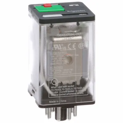 SCHNEIDER General Purpose Relay: Socket Mounted, 10 A Current Rating, 24V AC, DPDT - Socket-Mounted Relays