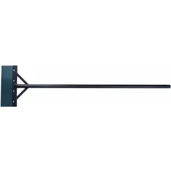 Floor scraper with a straight, half-moon blade made of carbon steel. The steel handle provides a secure grip, and the flexible blade allows controlled scraping. Used for removing floor coverings, adhesives, and debris from subfloors during construction or renovation.