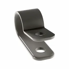 Plastic loop clamp for securing cables, tubes, or pipes with a maximum outer diameter of 1/4 inch. Suitable for general-purpose industrial fastening in control panels and electrical installations where non-conductive, corrosion-resistant support is required.