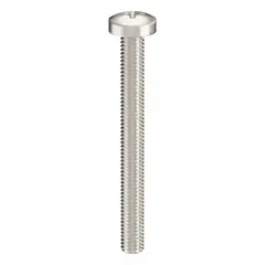 Pan head machine screws with M6x1.00 thread, 60 mm length, made from 18-8 stainless steel with a plain finish. Phillips drive with #3 drive size. Sold in a pack of 10. Suitable for general fastening applications in machinery, equipment assembly, and metalworking.