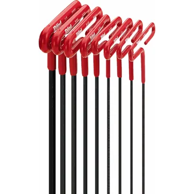 EKLIND Hex Key: 6 - 10 Pieces, Hex T, T, SAE, Std End, Long, 8 Pieces, Pouch, Black Finish - T-Shaped Hex Key Sets