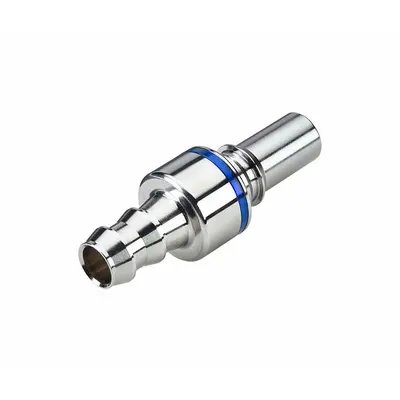 CPC Quick Connection Coupling: Straight, 1/2 in ID Size, Cool Blue, Barbed/Quick Disconnect - Chrome-Plated Brass Quick-Disconnect Tube Fittings