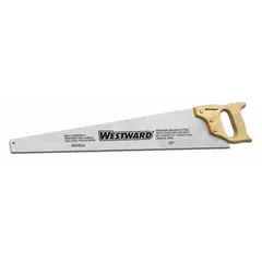 Carpenter's saw with a 20-inch steel blade and 26-inch overall length. Features 9 teeth per inch for cutting wood. Suitable for framing, trimming, and general woodworking tasks.