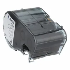 Thermal transfer precut label roll cartridge containing rectangle labels sized 1/2 in x 1 in. Made of cryogenic autoclavable nylon, designed for labeling 1.5 to 2.0 mL vials and tubes. Compatible with BMP53 printer series. Suitable for laboratory and biobank environments requiring labels that withstand extreme cold and autoclaving.