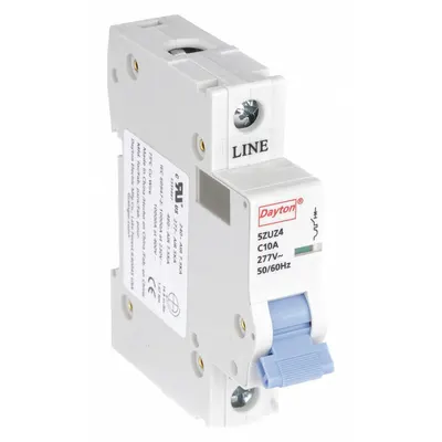 Dayton Supplementary Protector: 10 A Amps, 5kA at 277V AC, Screw Clamp, NDB2-63 - C-Curve, 1-Pole UL1077 DIN Rail-Mount Supplementary Protectors