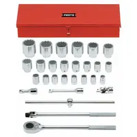 PROTO Socket Set: 3/4 in Drive, 28 Piece, 12-Point, Metric, 21 mm to 60 mm (MPN J55202A)