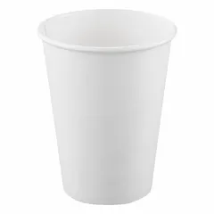 White paper hot cup with 14.25 oz capacity, unwrapped and patternless for a clean appearance. Suitable for serving hot beverages in break rooms, cafeterias, and vending operations. Sold in a pack of 1000.
