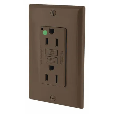 LEVITON GFI Receptacle: Hospital Grade Fed. Spec., Decorator Duplex, 5-15R, Brown, GFCI - General Purpose Receptacles