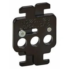 Removable padlocking device for Square D PowerPact B circuit breakers. Enables lockout/tagout by attaching a padlock to prevent unauthorized operation. Used in industrial and commercial electrical systems for safety procedures.