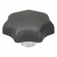 This 7-arm knob features a plastic body with a steel thread insert for secure manual adjustment and clamping. With a 63 mm diameter and M10 thread, it provides an ergonomic grip for frequent hand-tightening in industrial machinery, fixtures, and jigs