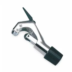 Metal tubing cutter with enclosed feed standard wheel design. Cutting capacity 3/16 in to 1 3/16 in OD. Steel construction. Used for cutting metal tubing in plumbing, HVAC, and general maintenance applications.