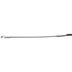 This steel fish tape leader features a metal eyelet end for attaching to cables. It is 6-1/2 inches long and used for pulling cables through conduit, duct, or other confined spaces.