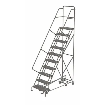 TRI-ARC Rolling Ladder: 8.3 ft Platform Ht, Unassembled, Steel, Foot-Activated Step Lock - Steel Easy-Descent Manual-Lock All-Direction Ladders