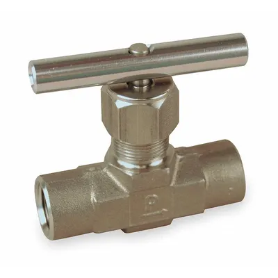 Parker Needle Valve: Inline Valve Body, 316 Stainless Steel, Integral Bonnet, 1/2 in Pipe Size - Stainless Steel Straight-Body Needle Valves