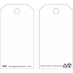 White rectangular plastic safety tag, 3 inches wide by 5 3/4 inches tall, 0.055 inch thick. Suitable for indoor and outdoor use. Supplied in a pack of 10. Commonly used for equipment identification, lockout/tagout points, and hazard warnings in industrial facilities.