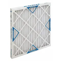 This MERV 8 pleated air filter measures 20 x 20 x 2 inches and uses synthetic media with a beverage board frame. It captures common airborne particles such as dust, pollen, and mold spores. Suitable for general HVAC filtration in commercial and industrial buildings.