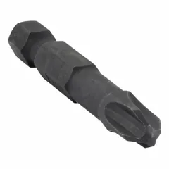This impact bit features a #3 Phillips (PH3) tip and a hex drive for use with impact drivers. It has an overall length of 2 inches and is made of S2 steel. Suitable for driving screws in assembly, automotive, and construction applications.