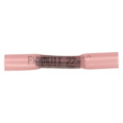 PANDUIT Butt Splice Connector: Red, Heat Shrink, For Wire Size 22 AWG – 18 AWG - Insulated Butt Splice Connectors with Heat Shrink