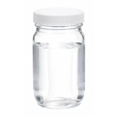 WHEATON Sampling Bottle: 250 mL, 58-400 mm, Colorless, 24 Bottles, 63 mm Body Dia - Clear Wide Mouth Round Glass Lab Bottles