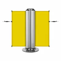 Dual Mobile Stand: 40 in Post Ht, 13 1/2 ft Belt Lg, Yellow, 1 No. of Posts, No Pattern, No Message (MPN ZPD-SB-Y)