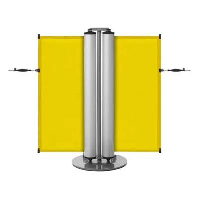 MODUS Dual Mobile Stand: 40 in Post Ht, 13 1/2 ft Belt Lg, Yellow, 1 No. of Posts - Retractable Belt Barrier Systems