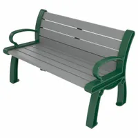 ULTRASITE Heritage Outdoor Bench: Heritage, 48 in Overall Lg, 30 in Overall Ht, Gray, Green (MPN PB 4GRAGFHER)