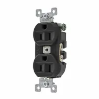BRYANT Receptacle: Duplex, 5-15, Black, 125V AC, 15 A, 2 Pole / 3 Wire (MPN BRY5262BLK)