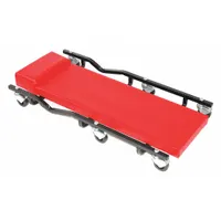 This standard-duty creeper features a steel frame with a 570 lb max load capacity and a height range of 4-45/64 in. Dimensions are 17 in x 4-45/64 in. Used by technicians for under-vehicle access during repairs and maintenance