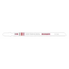 Bi-metal jigsaw blade with T-shank, 5-1/4 in length, designed for cutting thin metal. Sold in a 5-pack. Suitable for use with compatible jigsaws on sheet metal, ductwork, and similar materials.