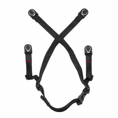 This MILWAUKEE chin strap is made of black nylon and features four attachment points for secure fastening to hard hats. It is designed to keep head protection in place during tasks that involve bending, climbing, or working in windy conditions. Suitable for use in construction, manufacturing, and maintenance environments.