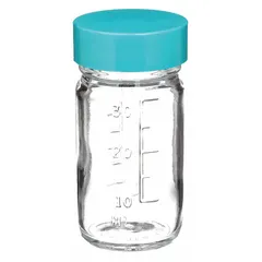 Clear Wide Mouth Round Glass Lab Bottle, 30 mL, 33-400, Colorless, Graduated, Visible Particulate