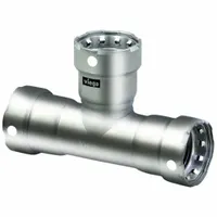 VIEGA MEGAPRESS Crimp Tee Fitting: 2 in Pipe x 2 in Pipe x 1/2 in Pipe Size, FKM (MPN 91675)
