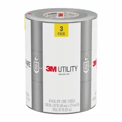 This 3-pack of silver duct tape features a polyethylene coated cloth backing with a rubber adhesive. Each roll is 1 7/8 inches wide and 30 yards long, with a 5.5 mil thickness. Suitable for light-duty bundling, sealing, and holding tasks in maintenance and facility operations.
