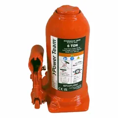 Mechanical bottle jack with 11-ton capacity and steel body. Max lift height of 10 5/16 inches. Designed for lifting heavy loads in maintenance, fabrication, and construction settings where confined spaces limit hydraulic jack use. Complies with ASME B30.1 standards.