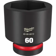 Metric 58 mm impact socket with 1" drive, 6-point configuration, and friction ring for secure fastener retention. Standard length with black phosphate finish. Suitable for heavy-duty fastening applications on industrial equipment and machinery.