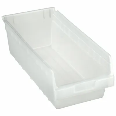 AKRO-MILS Shelf Bin: 17 7/8 in Overall Lg, 8 3/8 in x 6 in, Clear, Nesting Capable - Clearview Plastic Shelf Bins
