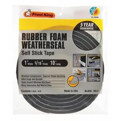 Closed-cell rubber foam sealing tape for sealing gaps around windows, doors, and HVAC ducts. Measures 1 inch wide, 3 3/8 yards long, 375 mil thick. Reduces air infiltration and improves energy efficiency in industrial and commercial applications.