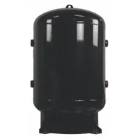 Vertical stationary air tank with 120-gallon capacity and 200 psi maximum operating pressure. Overall length of 30 inches. Designed for compressed air storage in industrial settings, such as powering pneumatic tools, machinery, and process equipment