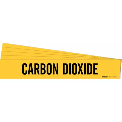 BRADY Pipe Marker: Carbon Dioxide, Yellow, Black, Fits 2 1/2 to 7 7/8 in Pipe O.D. - Carbon Dioxide Adhesive Pipe Markers