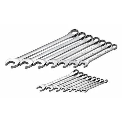 SK PROFESSIONAL TOOLS Combination Wrench Set: Alloy Steel, Chrome, 15 Tools - SAE 12-Point Combination Wrench Sets