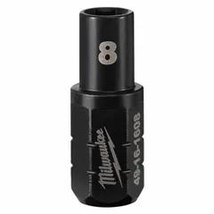 This 8 mm, 6-point short impact socket is designed for use with impact wrenches in fastening and loosening nuts and bolts. It has an overall length of 1 41/64 in and features a Black Oxide finish for corrosion resistance. Suitable for automotive, construction, and industrial maintenance applications.