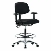 ESD Task Chair: Vinyl, Arms Included, Ht Range 26 1/4 in to 36 in, 18 1/2 in Seat Wd, 17 in Seat Dp (MPN BR-ESD-VHBCH-CR-T1-A1-CF-EC-ESDBLK)