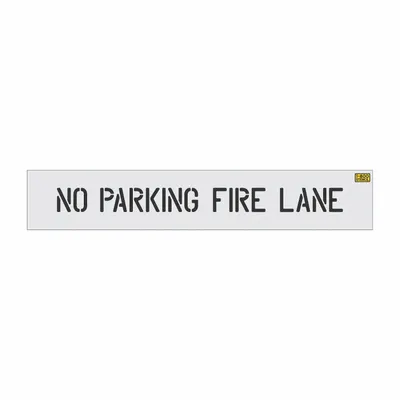 RAE Individual Stencil: No Parking Fire Lane, 0.062 in Thick, 4 in Overall Ht - Light-Duty Message Stencils for Traffic & Parking Control
